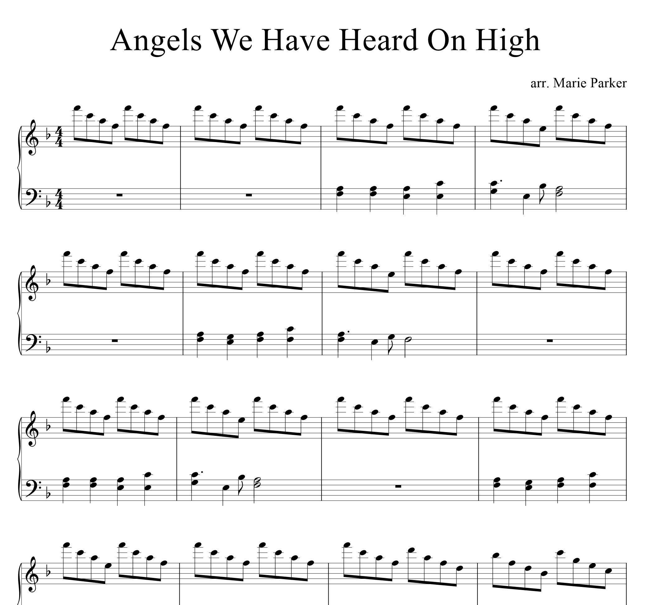 Angels We Have Heard On High Piano Solo Marie Parker Music